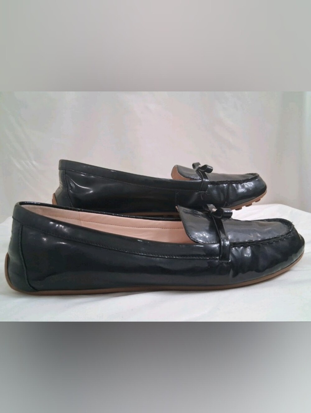 kate spade Black Patent Bow-Trim Loafers